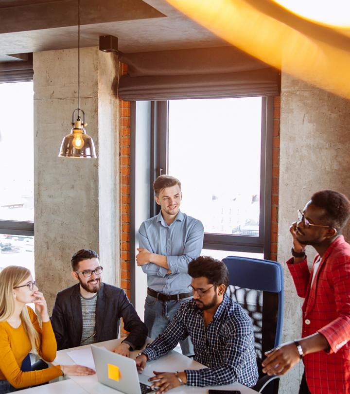A group of coworkers having a meeting