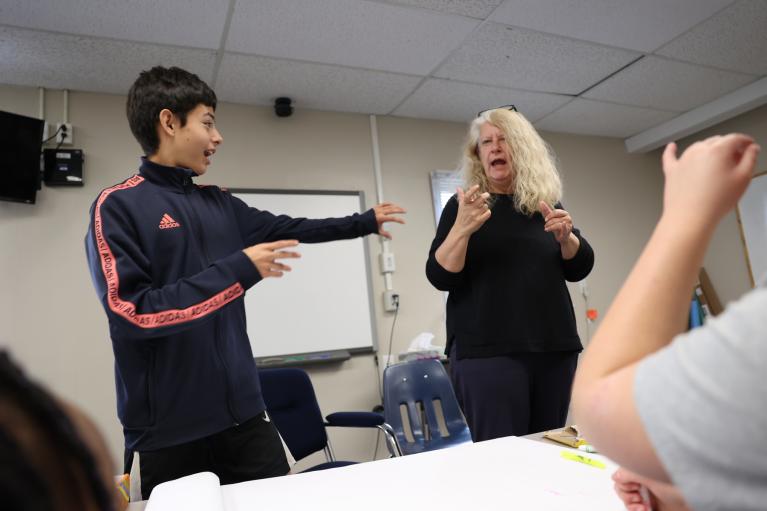 A middle school student with school counselor